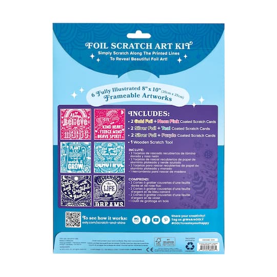 OOLY Scratch & Shine Amazing Affirmations Foil Scratch Art Kit